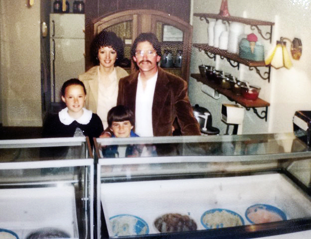 Behind the King’s Ice Cream freezers are in back (l-r) Chris King and Tom King. In front are Chelsea King and Ryan King in this photo from the early days of the Lewes shop. SUBMITTED PHOTO